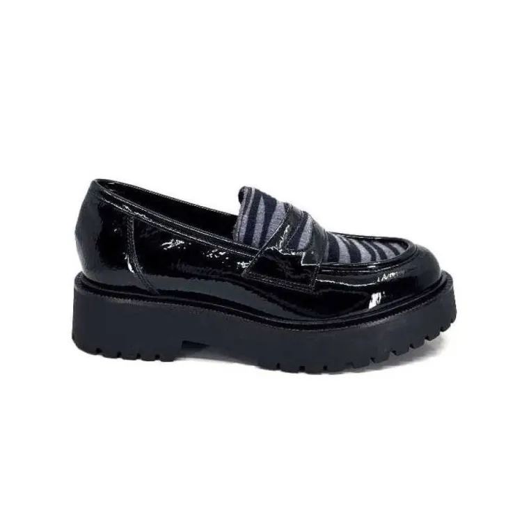 Ivoire0130a Ivoire 1M4883 Cuir Vernis Noir*Femme Mocassins