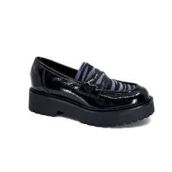 Ivoire0130a Ivoire 1M4883 Cuir Vernis Noir*Femme Mocassins