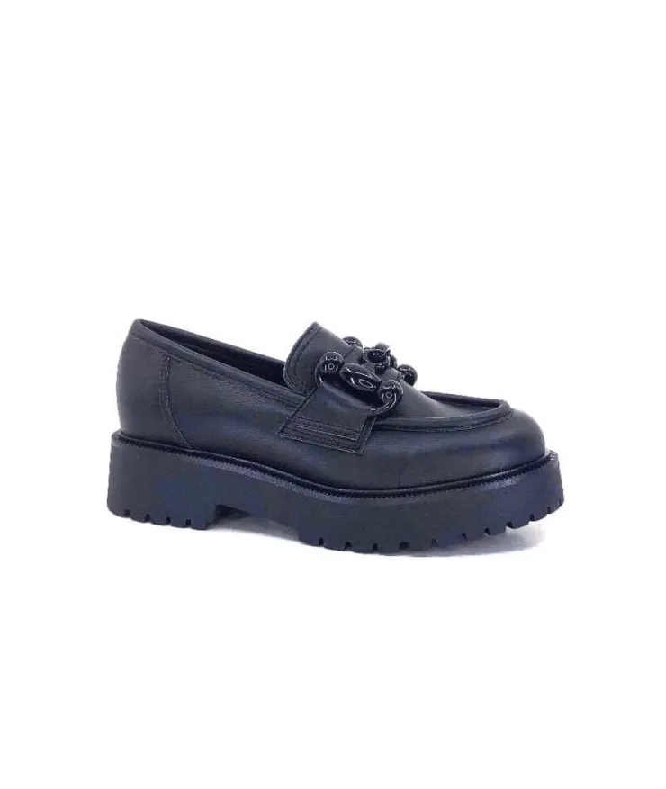 Ivoire0130a Ivoire 1M4399Fp Cuir Noir*Femme Mocassins