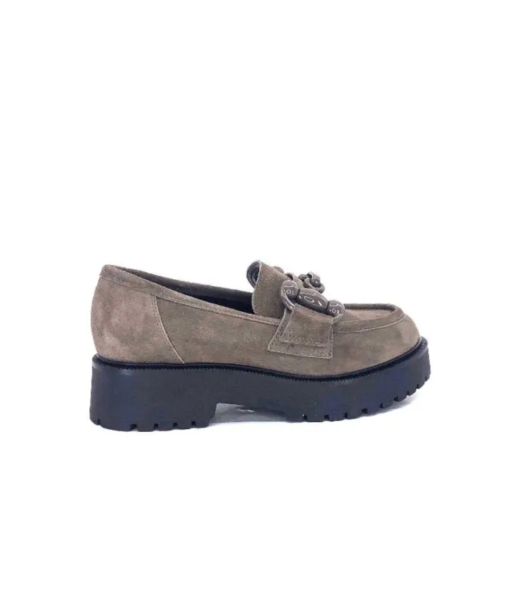 Ivoire0130a Ivoire 1M4399Pe Daim Taupe*Femme Mocassins
