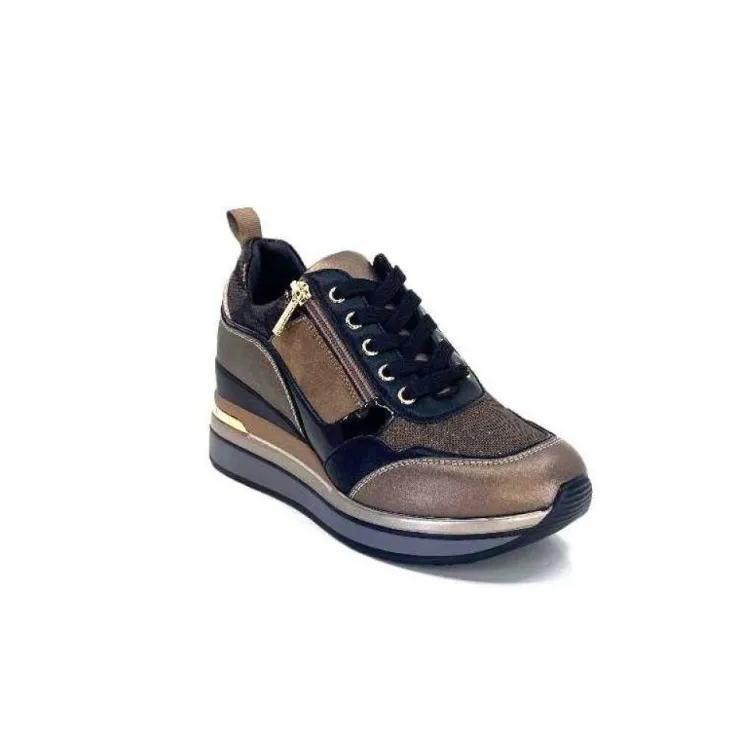 Ivoire0130a Ivoire 6Q4954 Cuir Bronze*Femme Baskets