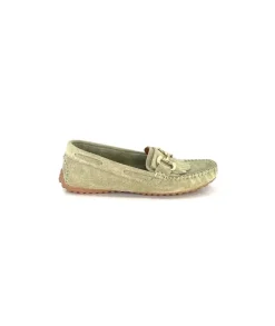 gloria Ivoire Rk13 Daim Vert*Femme Mocassins