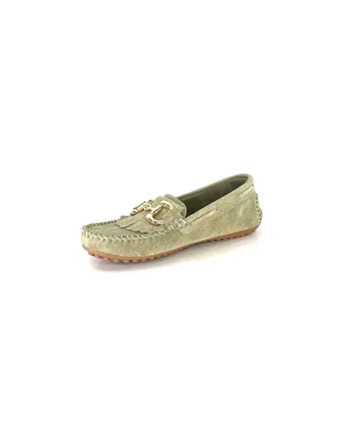 gloria Ivoire Rk13 Daim Vert*Femme Mocassins