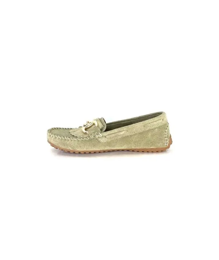 gloria Ivoire Rk13 Daim Vert*Femme Mocassins