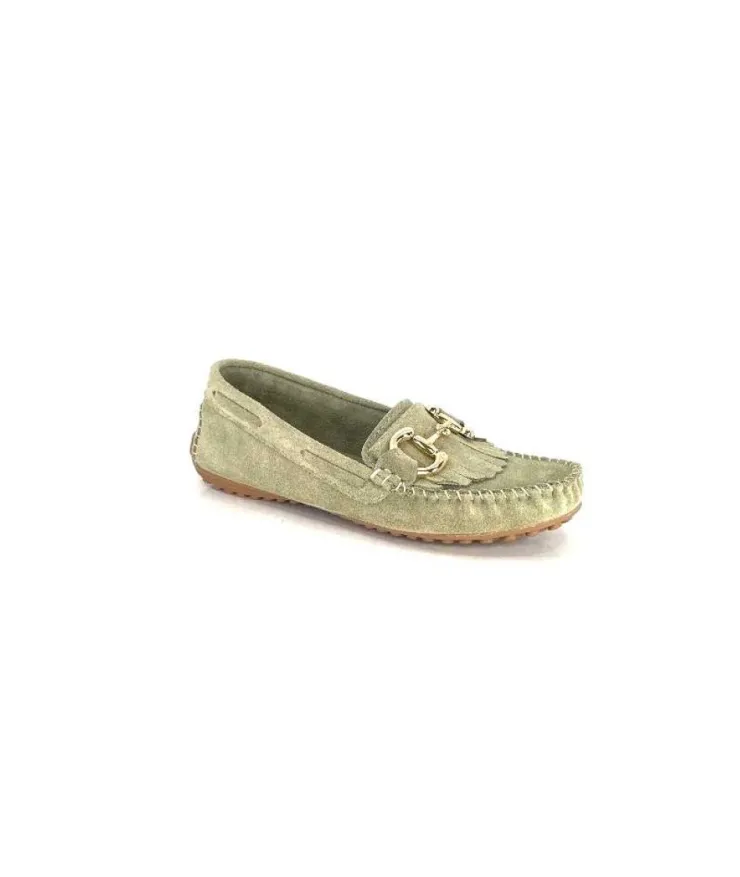 gloria Ivoire Rk13 Daim Vert*Femme Mocassins