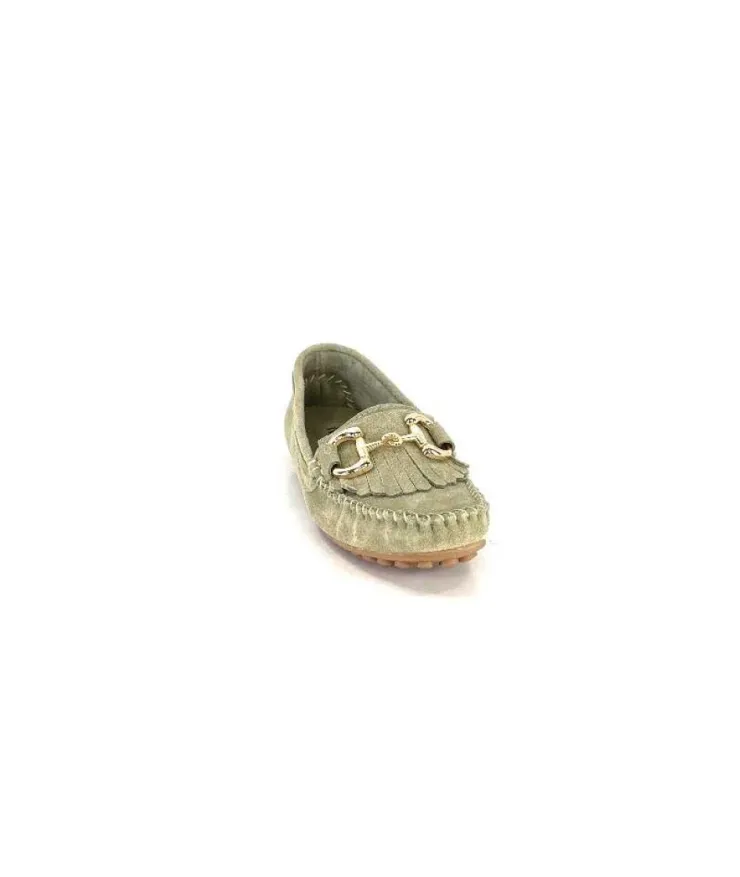 gloria Ivoire Rk13 Daim Vert*Femme Mocassins