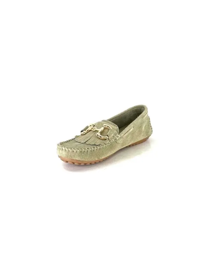 gloria Ivoire Rk13 Daim Vert*Femme Mocassins