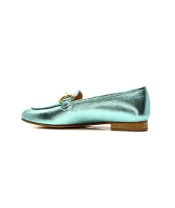 eclair paris Ivoire S102 Cuir Metal Turquoise*Femme Mocassins