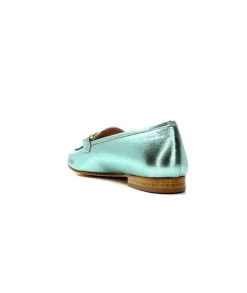eclair paris Ivoire S102 Cuir Metal Turquoise*Femme Mocassins