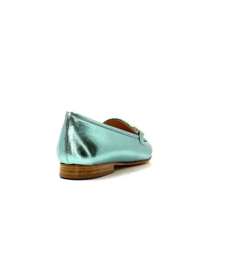 eclair paris Ivoire S102 Cuir Metal Turquoise*Femme Mocassins