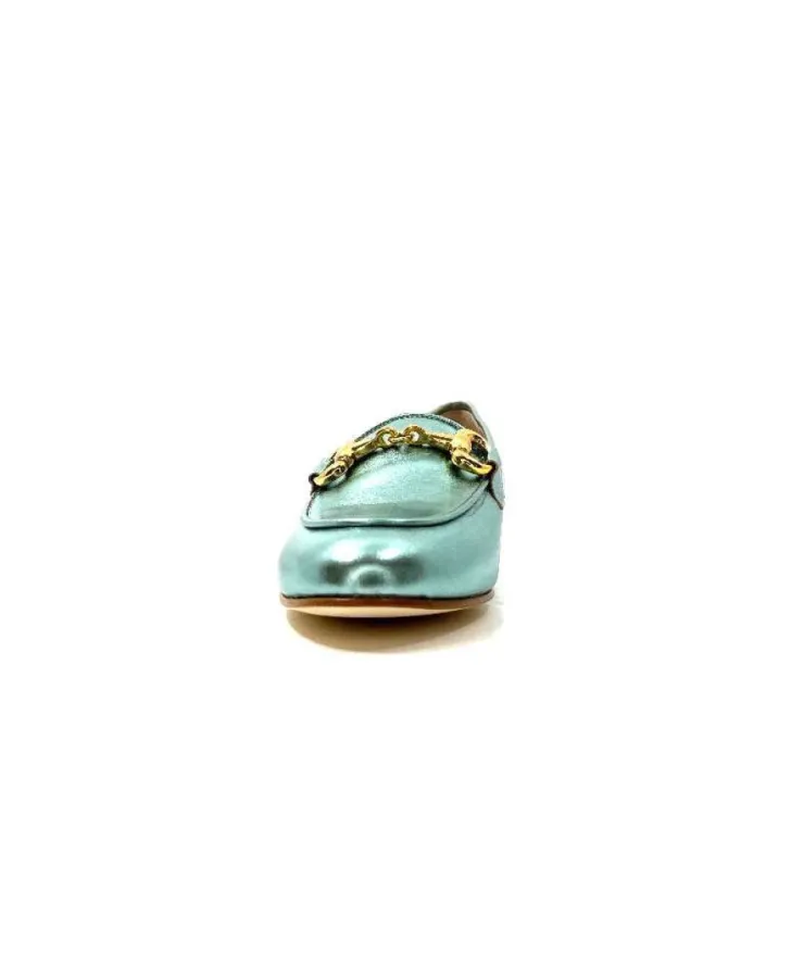 eclair paris Ivoire S102 Cuir Metal Turquoise*Femme Mocassins
