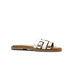 gloria Ivoire Tml 28 Cuir Blanc Or*Femme Mules