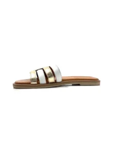 gloria Ivoire Tml 28 Cuir Blanc Or*Femme Mules