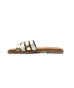 gloria Ivoire Tml 28 Cuir Blanc Or*Femme Mules