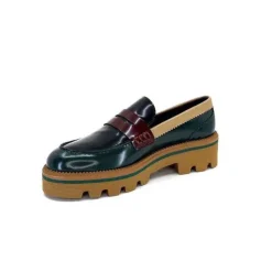 JHay J.Hay 1128 Cuir Glacee Vert Noir Bordeaux*Femme Mocassins