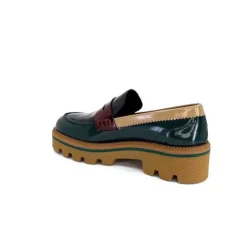 JHay J.Hay 1128 Cuir Glacee Vert Noir Bordeaux*Femme Mocassins