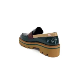 JHay J.Hay 1128 Cuir Glacee Vert Noir Bordeaux*Femme Mocassins