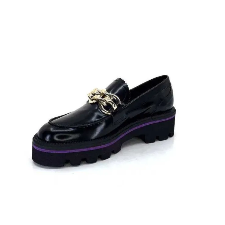 JHay 1126 Cuir Noir*Femme Mocassins