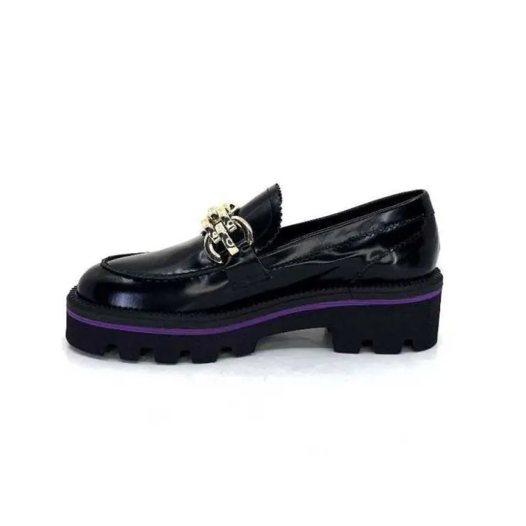 JHay 1126 Cuir Noir*Femme Mocassins