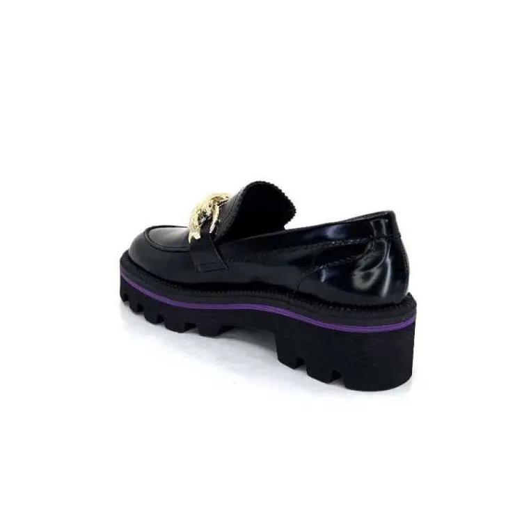 JHay 1126 Cuir Noir*Femme Mocassins