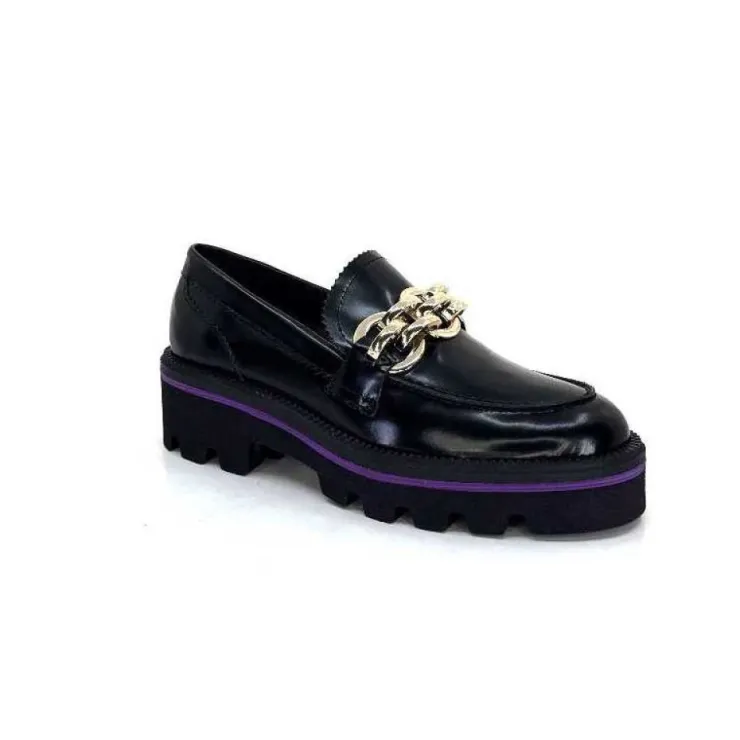 JHay 1126 Cuir Noir*Femme Mocassins
