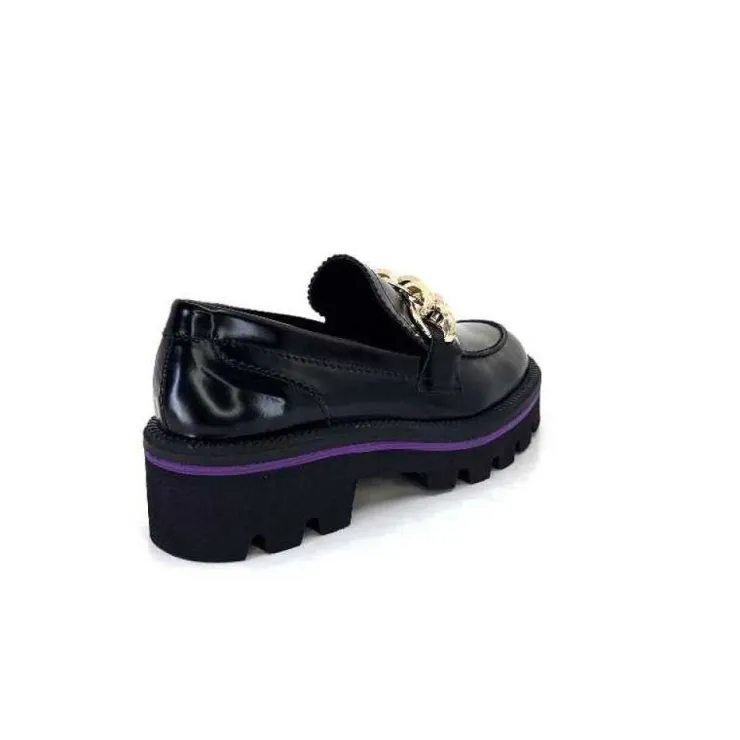 JHay 1126 Cuir Noir*Femme Mocassins