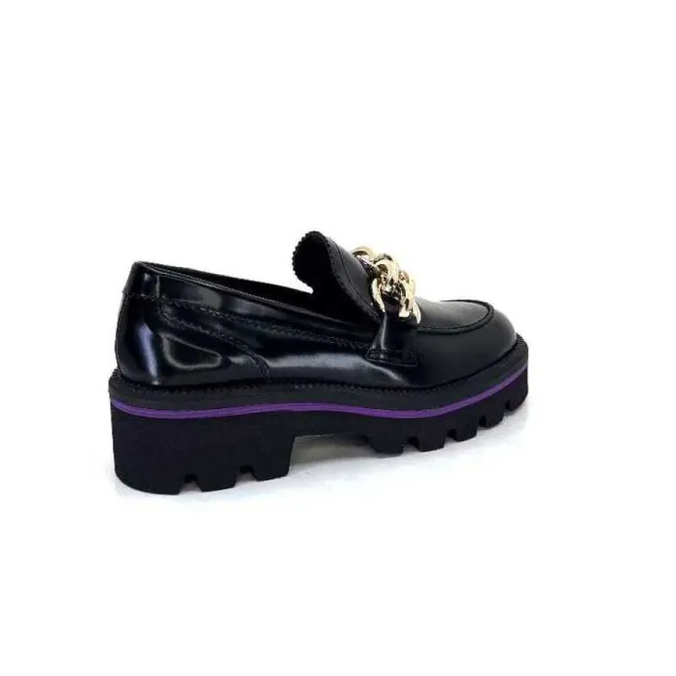 JHay 1126 Cuir Noir*Femme Mocassins