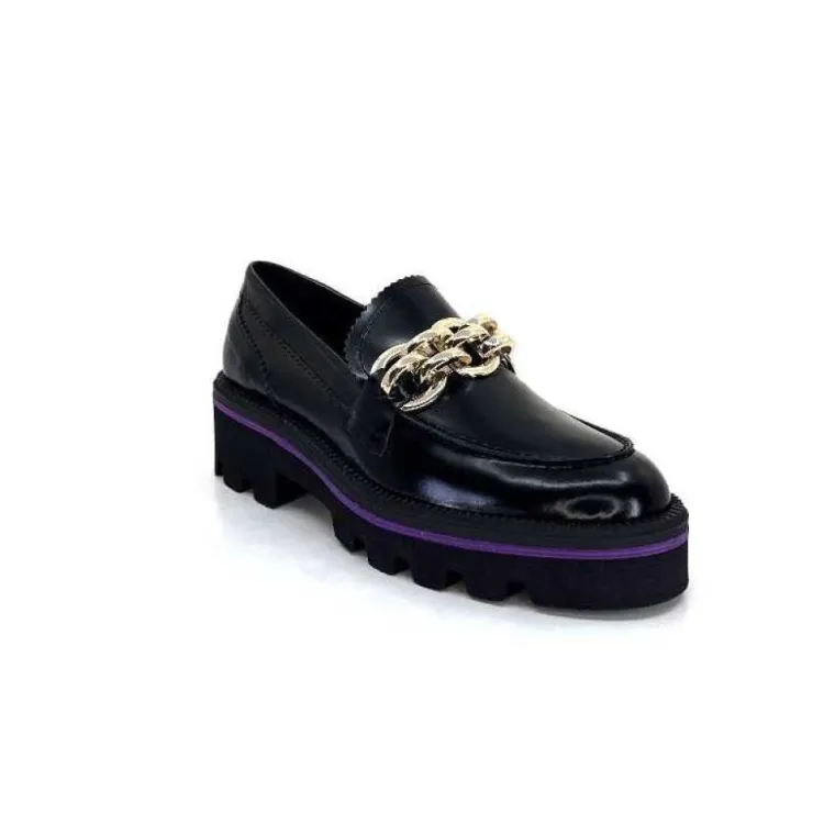 JHay 1126 Cuir Noir*Femme Mocassins