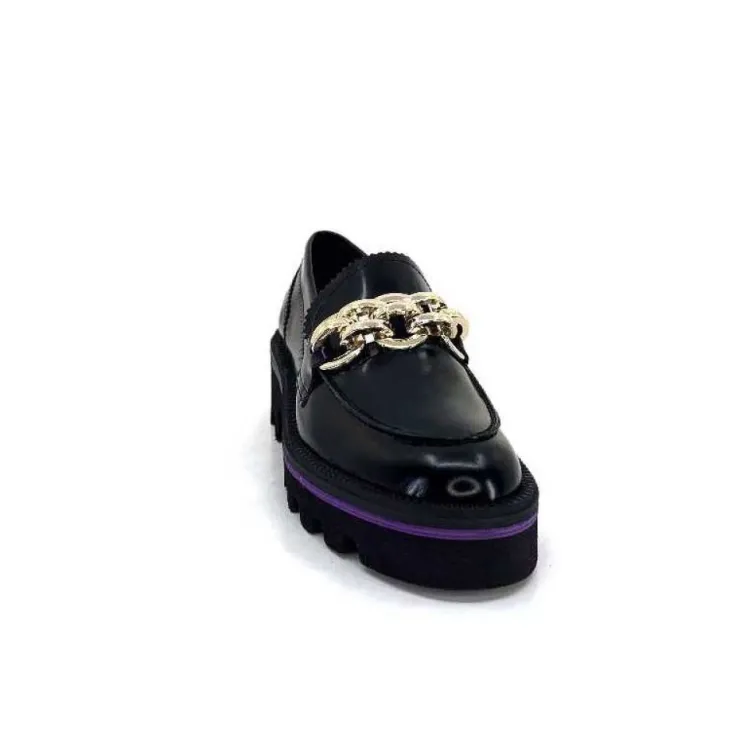 JHay 1126 Cuir Noir*Femme Mocassins