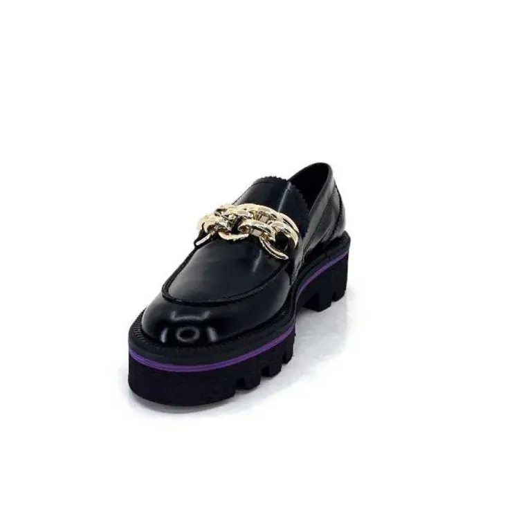 JHay 1126 Cuir Noir*Femme Mocassins
