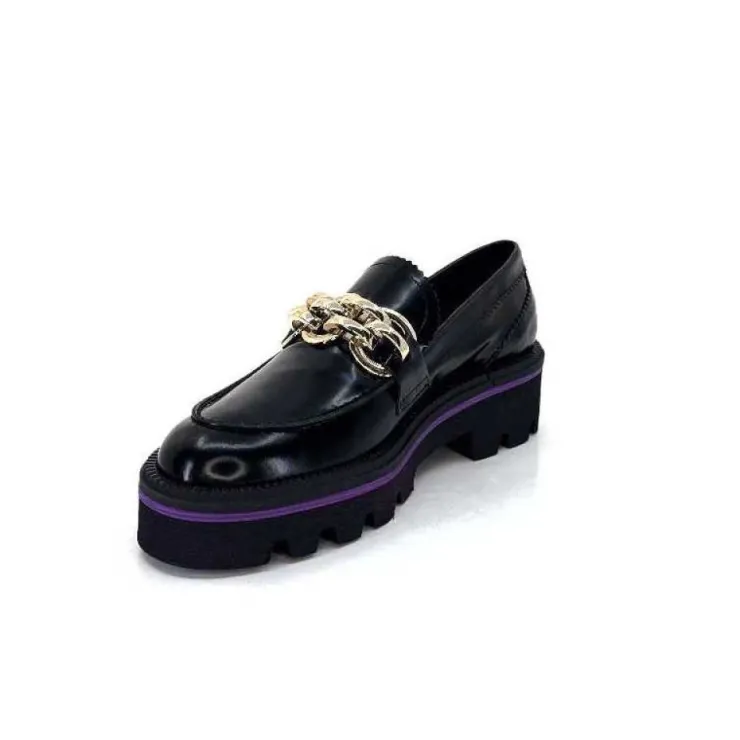 JHay 1126 Cuir Noir*Femme Mocassins