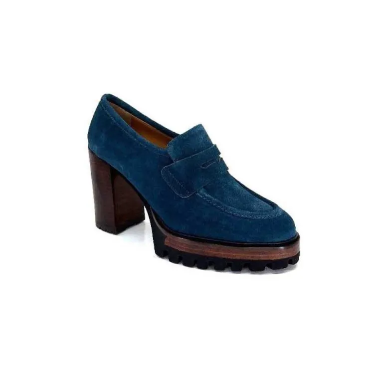 JHay 1425 Daim Vert Petrole*Femme Mocassins