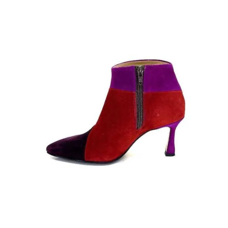 l'arianna Tr1672 Daim Prune Rouge Fushia*Femme Bottines
