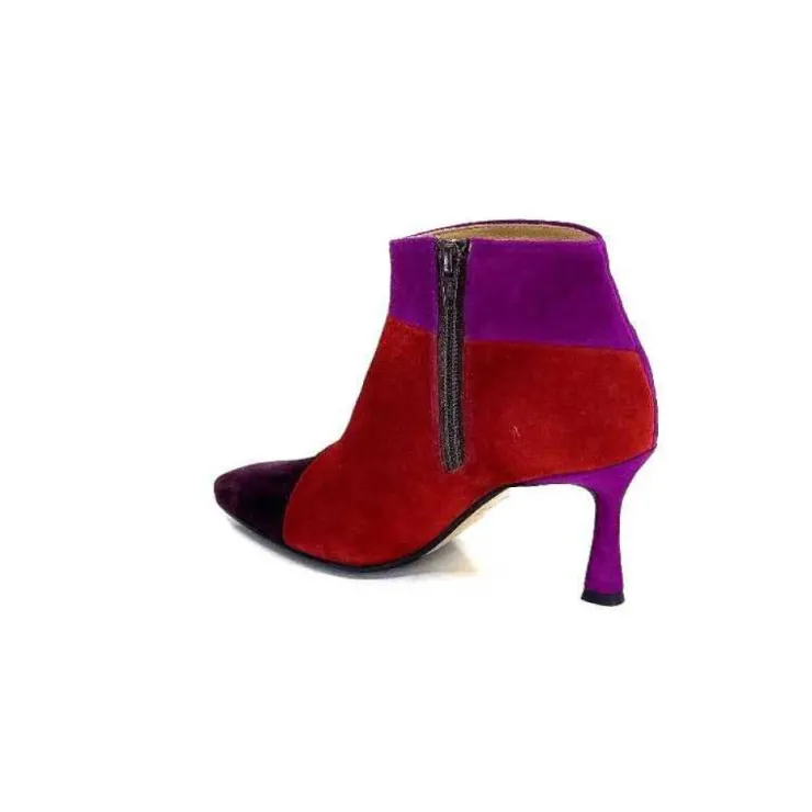 l'arianna Tr1672 Daim Prune Rouge Fushia*Femme Bottines