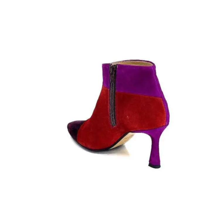 l'arianna Tr1672 Daim Prune Rouge Fushia*Femme Bottines