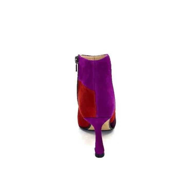 l'arianna Tr1672 Daim Prune Rouge Fushia*Femme Bottines