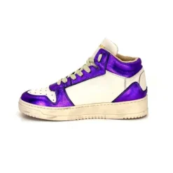 Méliné Meline 22Db Cuir Creme Et Violet*Femme Baskets