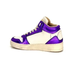 Méliné Meline 22Db Cuir Creme Et Violet*Femme Baskets