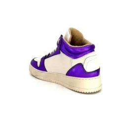 Méliné Meline 22Db Cuir Creme Et Violet*Femme Baskets