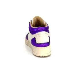 Méliné Meline 22Db Cuir Creme Et Violet*Femme Baskets