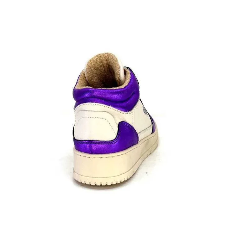 Méliné Meline 22Db Cuir Creme Et Violet*Femme Baskets