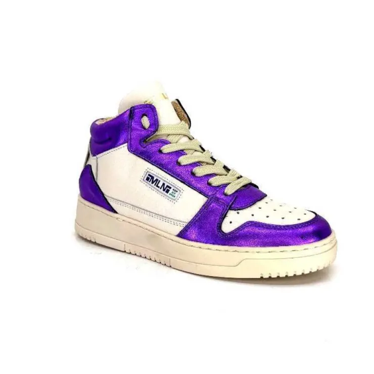 Méliné Meline 22Db Cuir Creme Et Violet*Femme Baskets