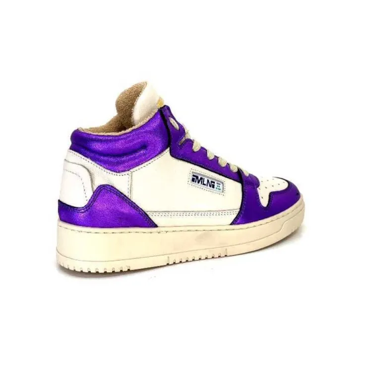 Méliné Meline 22Db Cuir Creme Et Violet*Femme Baskets
