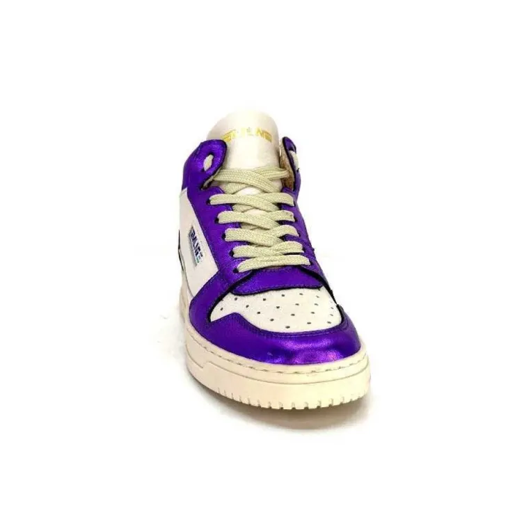 Méliné Meline 22Db Cuir Creme Et Violet*Femme Baskets