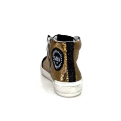 Méliné Meline Nkc 1151 Cuir Dore Et Daim Noir*Femme Baskets