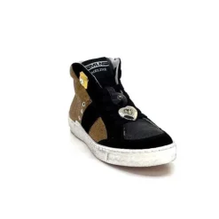 Méliné Meline Nkc 1151 Cuir Dore Et Daim Noir*Femme Baskets
