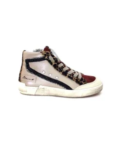 Méliné Meline Nkc320 Cuir Nacre Nude Daim Rouge Paillette Noir*Femme Baskets