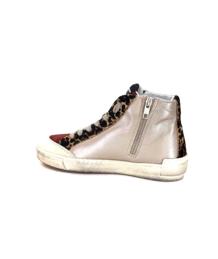 Méliné Meline Nkc320 Cuir Nacre Nude Daim Rouge Paillette Noir*Femme Baskets