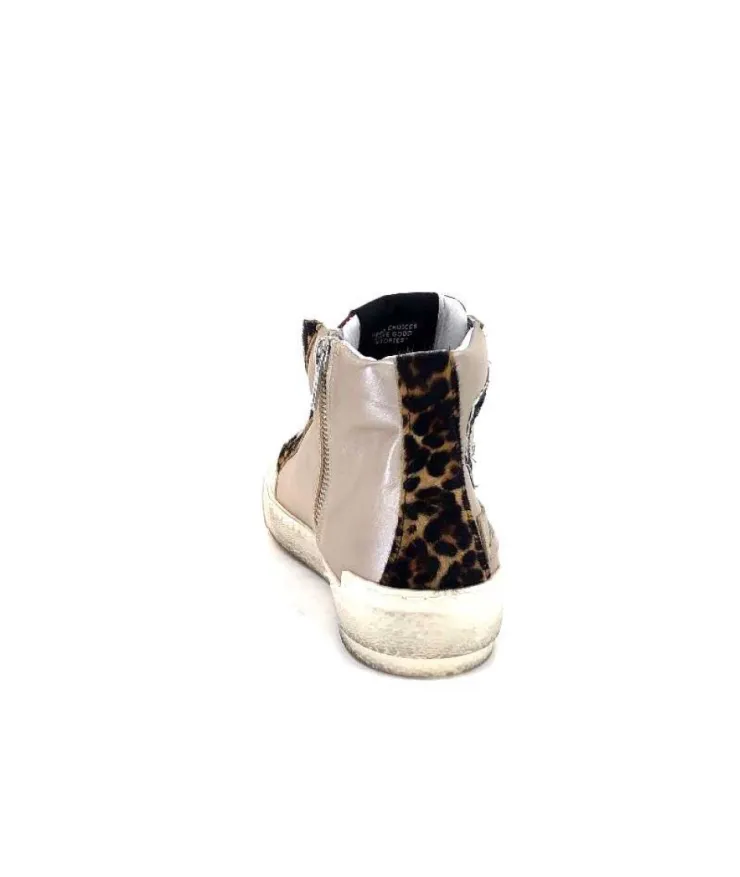 Méliné Meline Nkc320 Cuir Nacre Nude Daim Rouge Paillette Noir*Femme Baskets