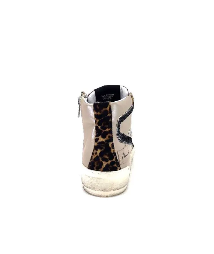 Méliné Meline Nkc320 Cuir Nacre Nude Daim Rouge Paillette Noir*Femme Baskets